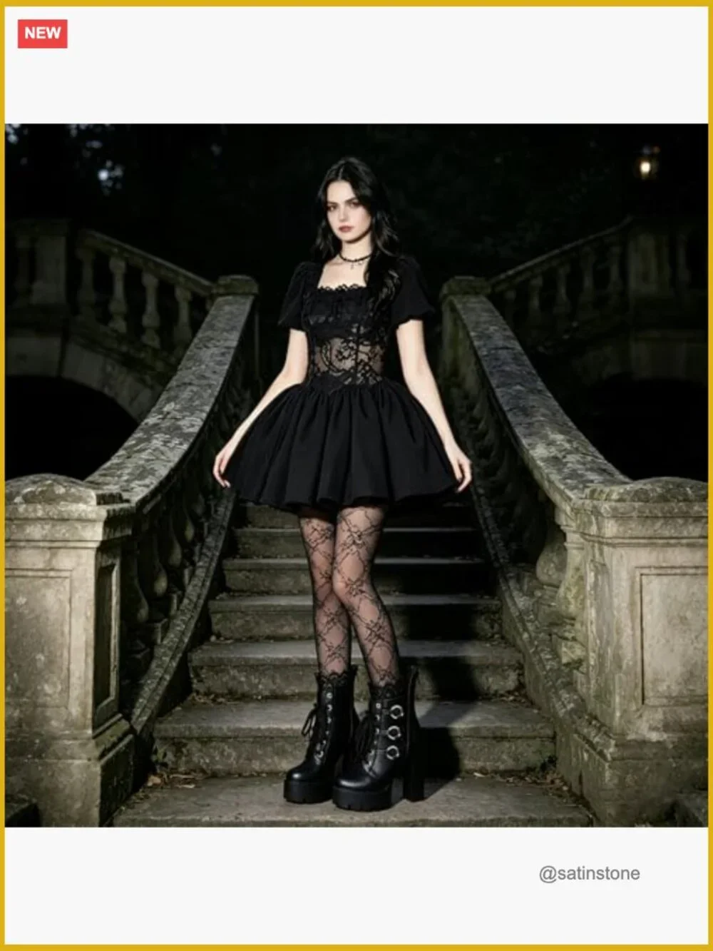 Chunky Heel Lace Up Ankle Boots with Zipper Round Toe Goth Punk Platform Booties - Picture 3 of 7